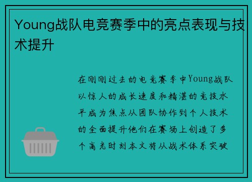 Young战队电竞赛季中的亮点表现与技术提升